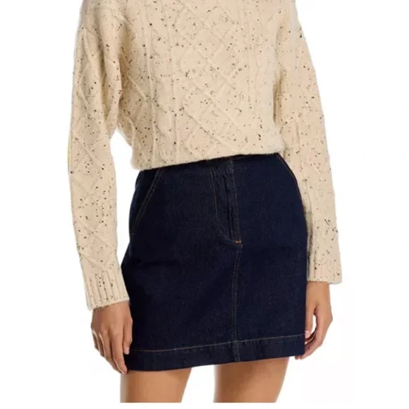 Bloomingdale’s Aqua Speckled Cream Sweater with Yellow Smiley Patches - Picture 2 of 8